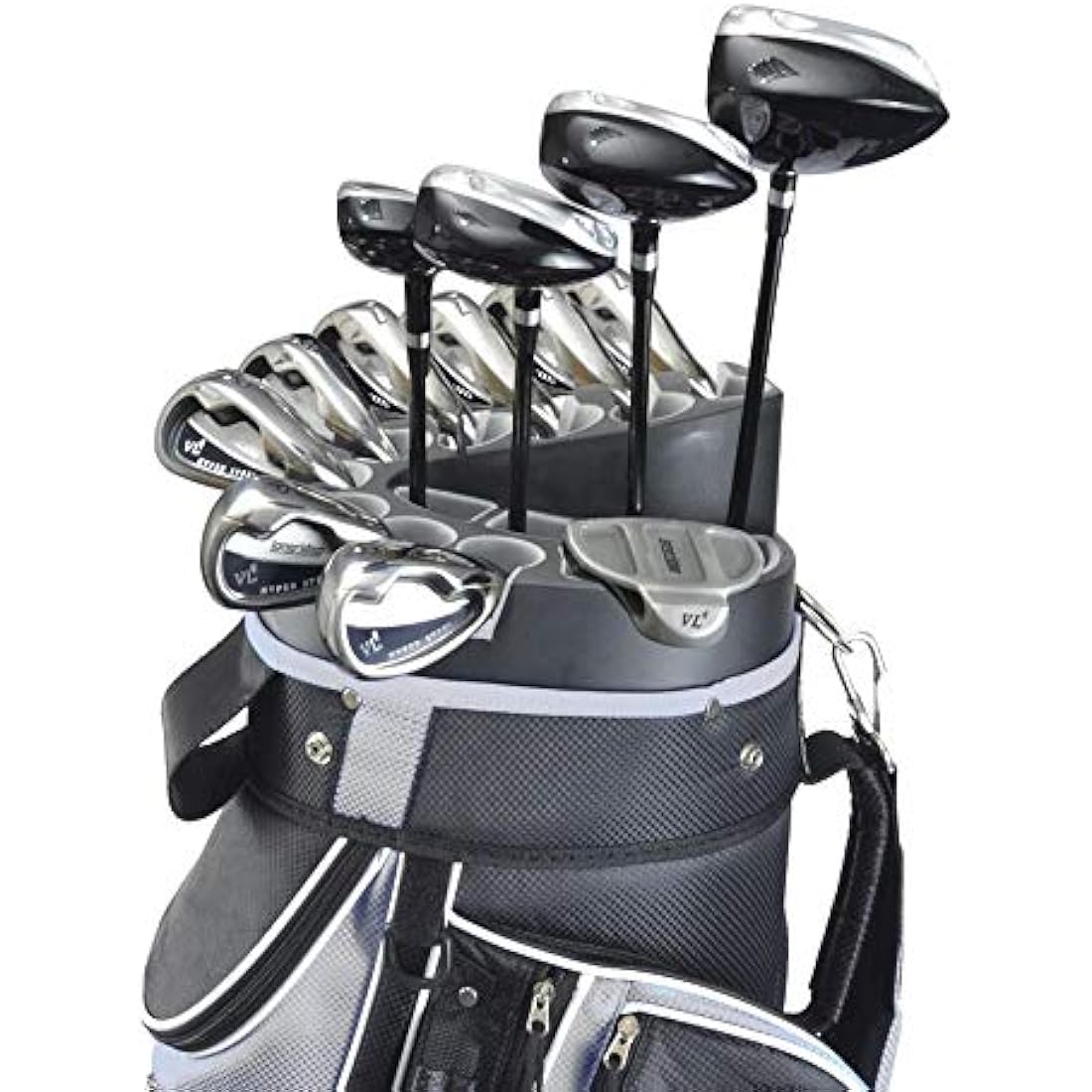 Longridge Pro Cart Golf Bag – 15-Way Divider & V-Iron Slots, Black/White
