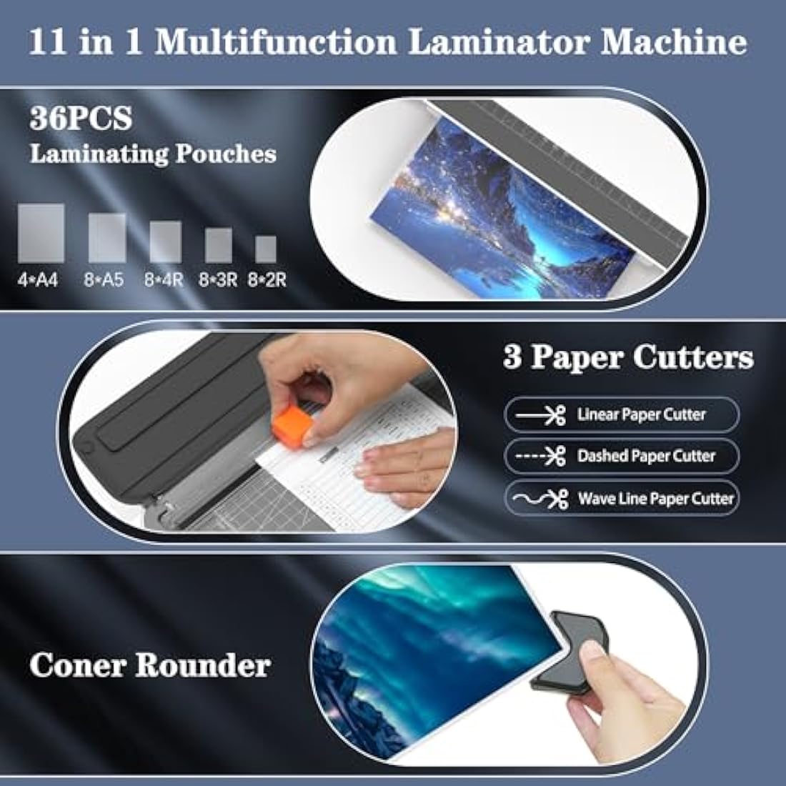 OidoZac A4 Thermal Laminator Machine – 11-in-1 Set with 36 Pouches, Black