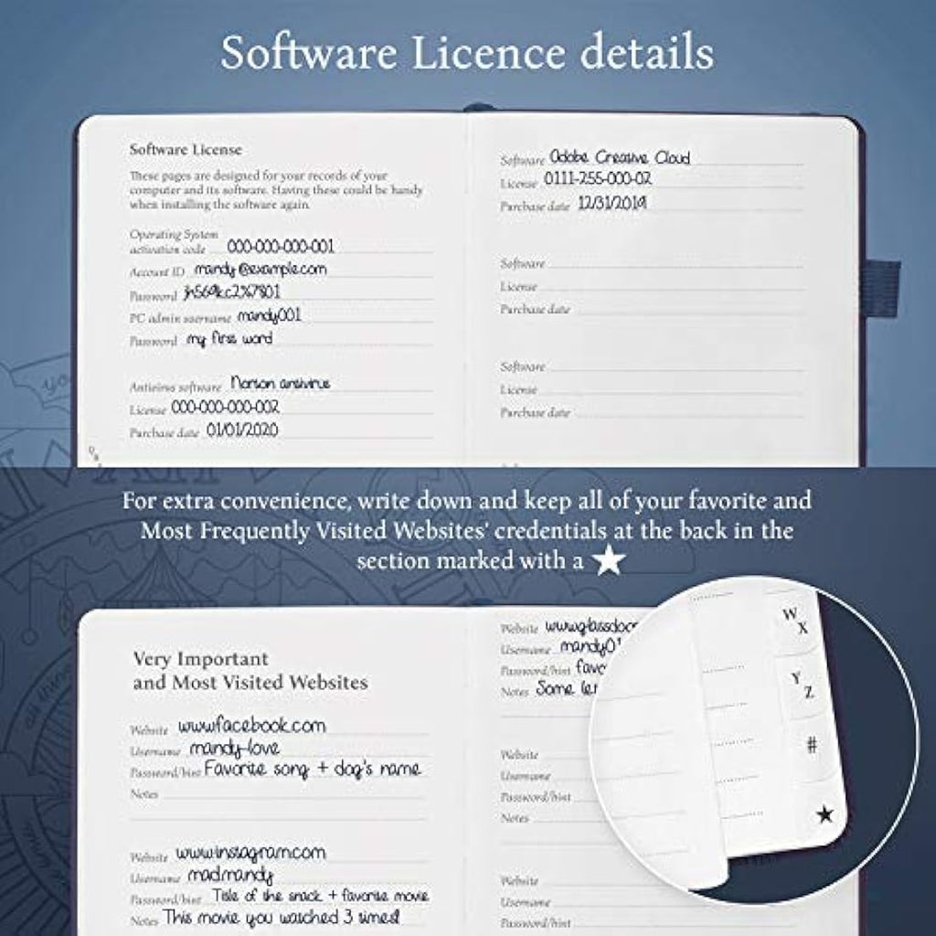 Legend Planner Password Book | Alphabetical Internet Logbook - Mystic Blue