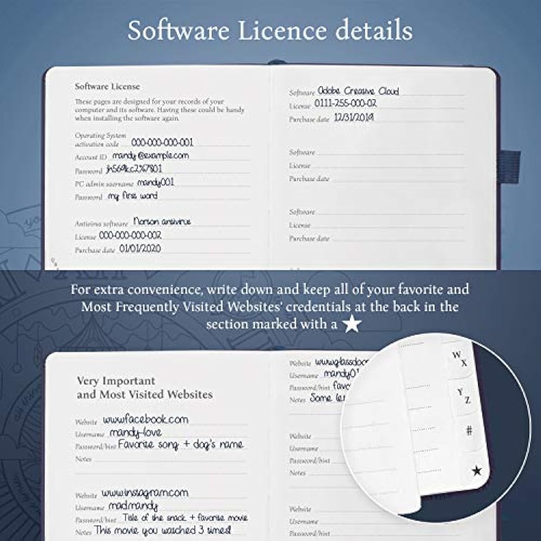 Legend Planner Password Book | Alphabetical Internet Logbook - Mystic Blue