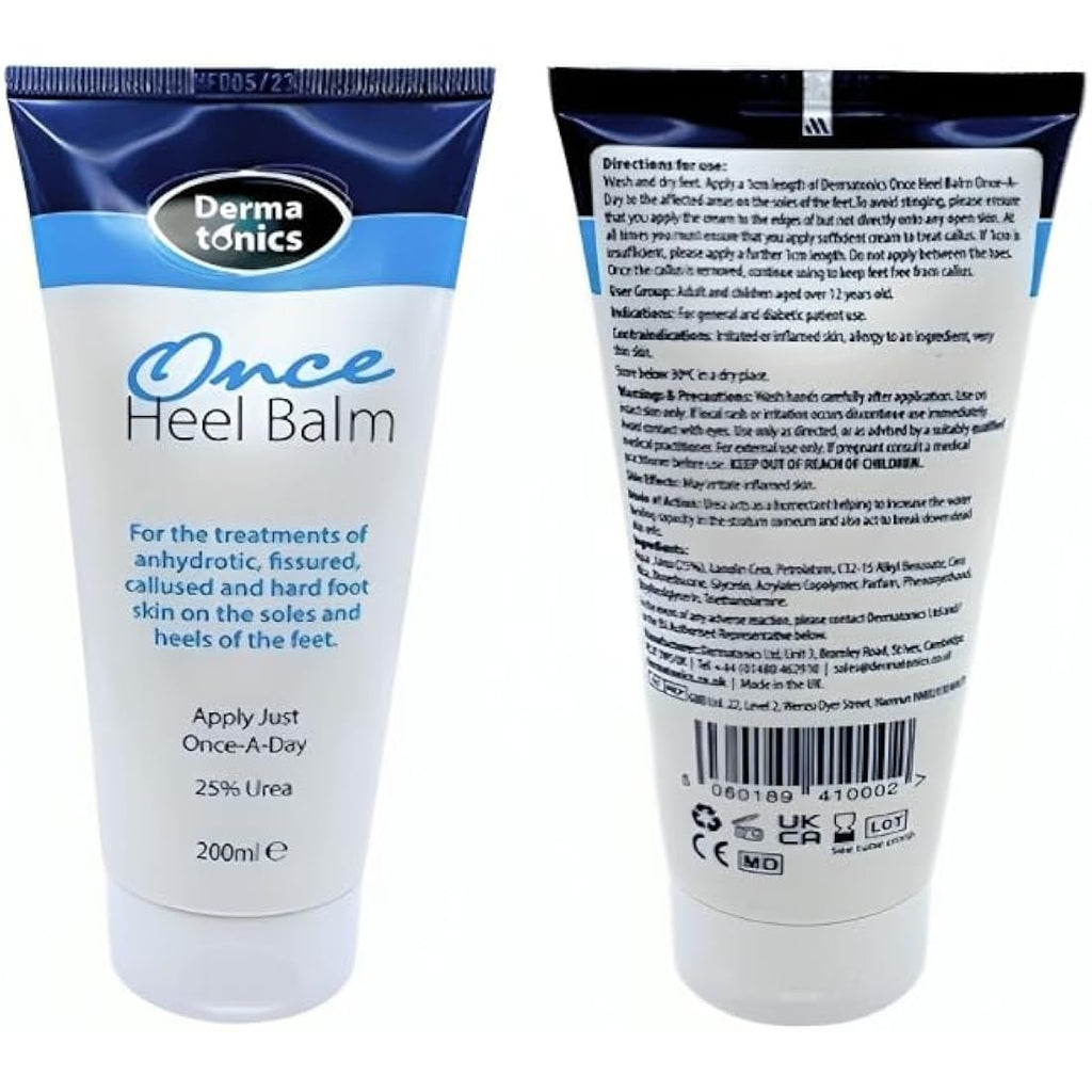 Dermatonics Once Heel Balm – 25% Urea Foot Cream for Dry Skin – 3 x 200ml
