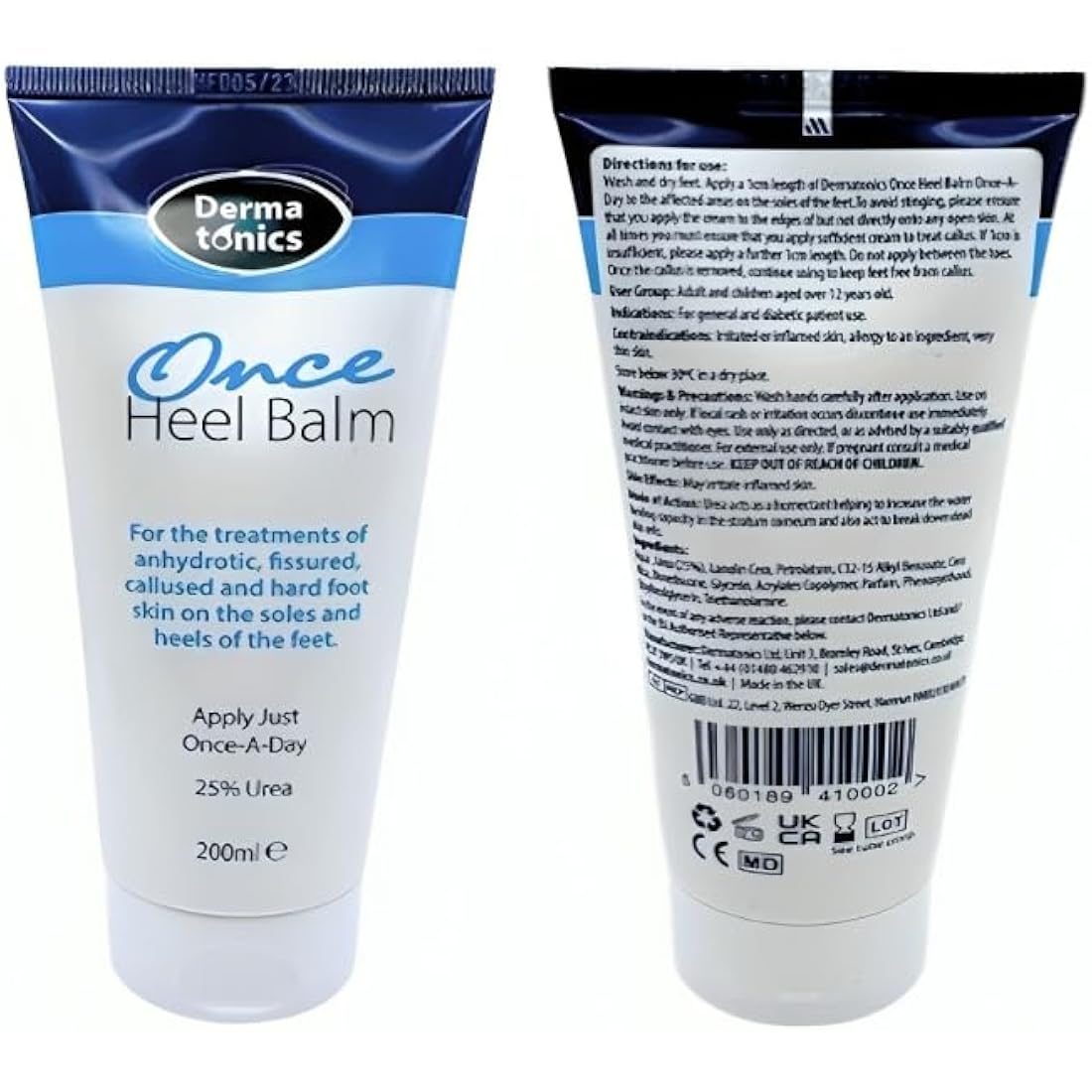 Dermatonics Once Heel Balm – 25% Urea Foot Cream for Dry Skin – 3 x 200ml