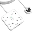 Mscien 4-Way Extension Lead with 4 USB Ports & Switches, 4M White