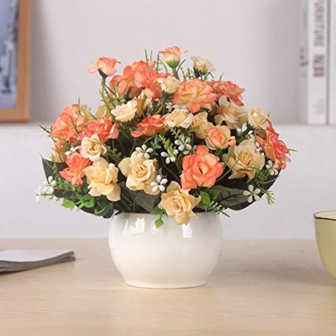 JaneYi Artificial Silk Rose Flowers | 4 Pack DIY Floral Bouquet - Red