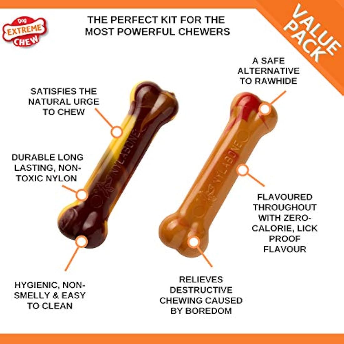 Nylabone Durable Dog Chew Toy - Cheeseburger & Apple - Small 2-Pack