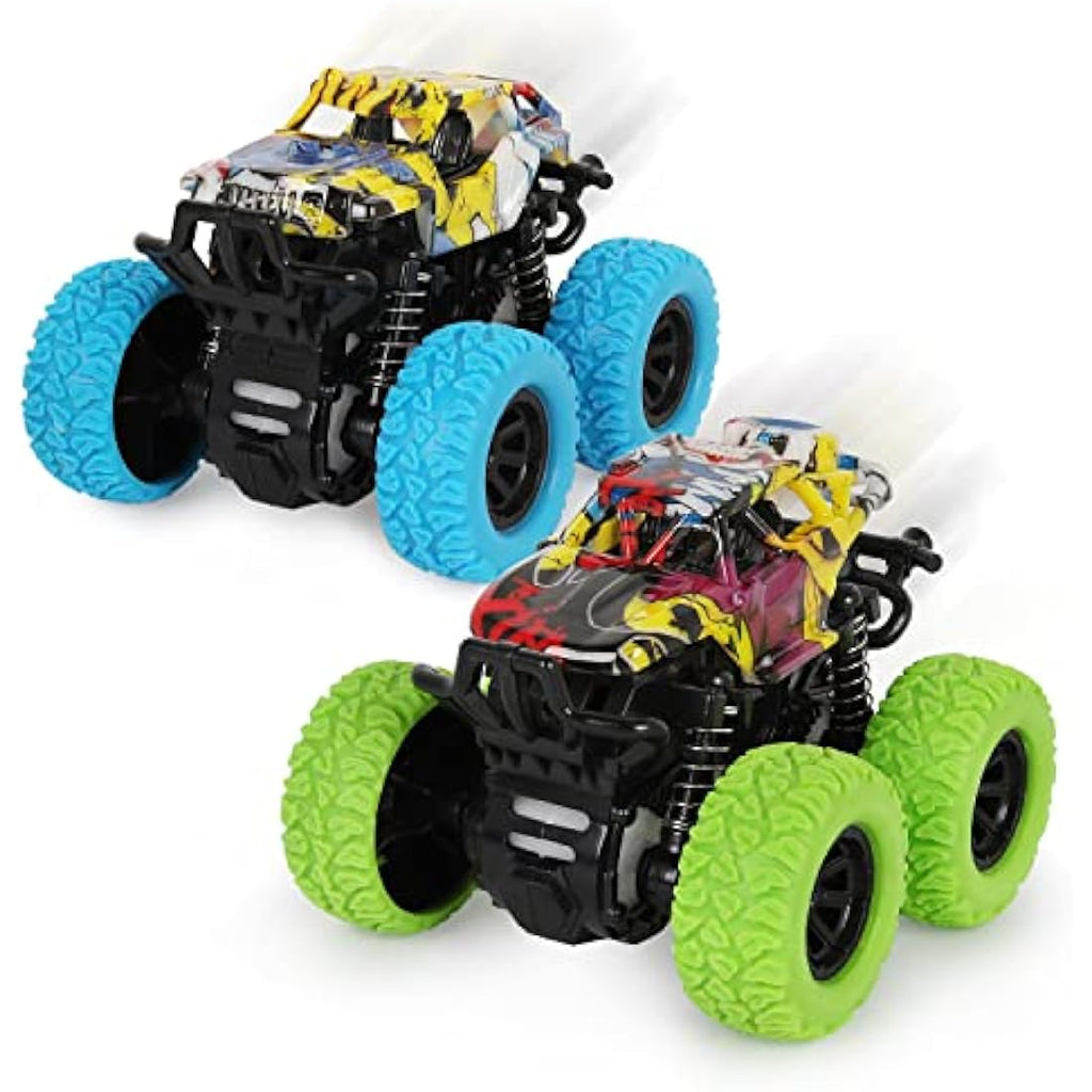 Shayson 2-Pack Monster Truck Toys – Friction Powered Stunt Cars for Kids