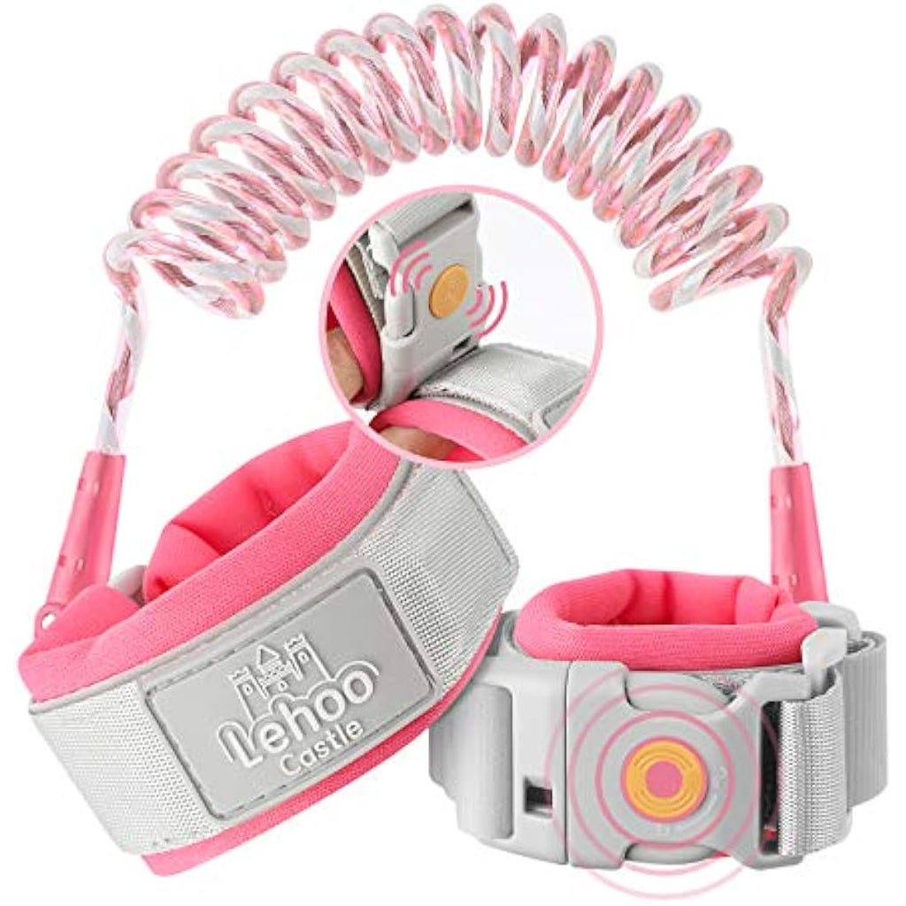Lehoo Castle Toddler Safety Reins | Anti Lost Wrist Link with Lock - Pink
