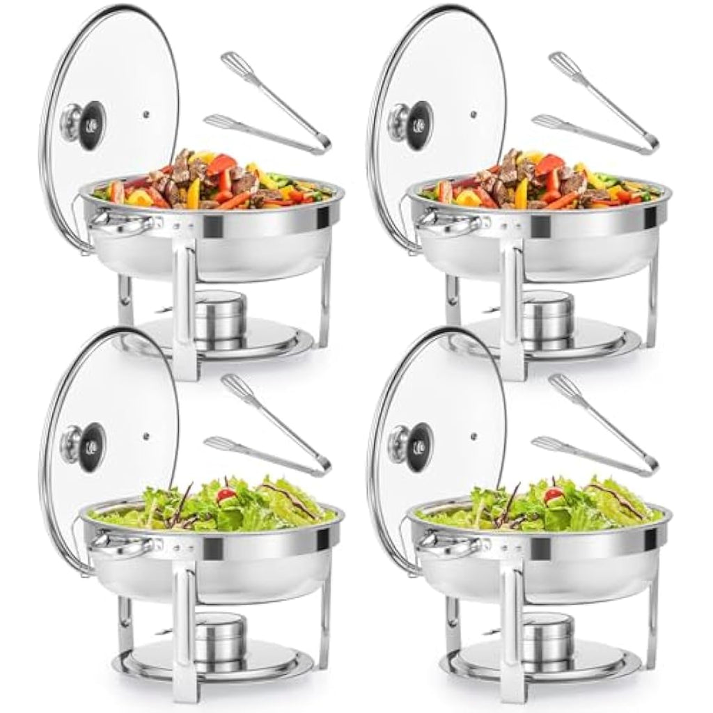 Wilprep 4 Pack Chafing Dish Buffet Set | 5.5L Stainless Steel Food Warmers