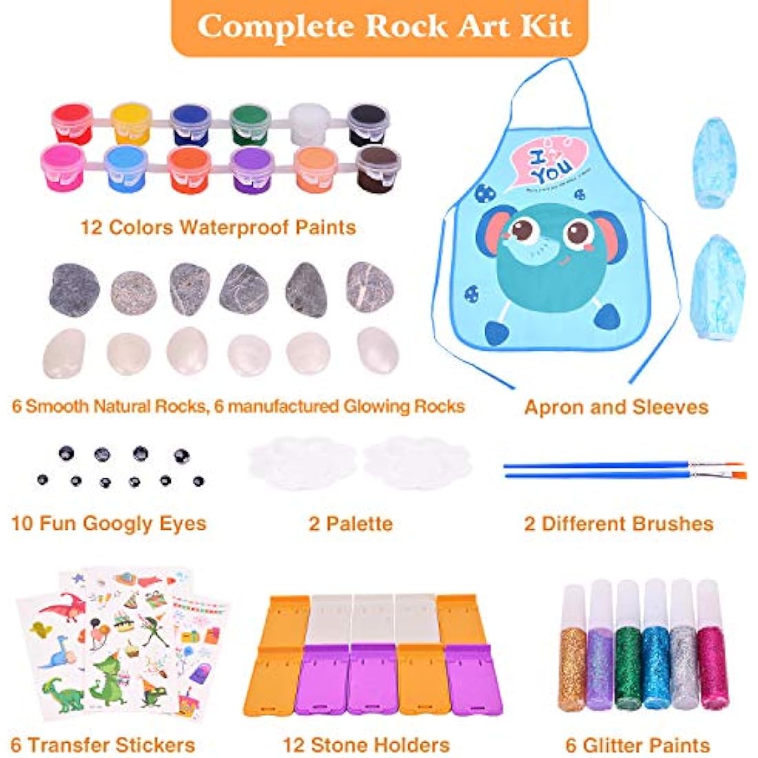 Lekebaby Rock Painting Kit – Glow in the Dark Arts and Crafts for Kids