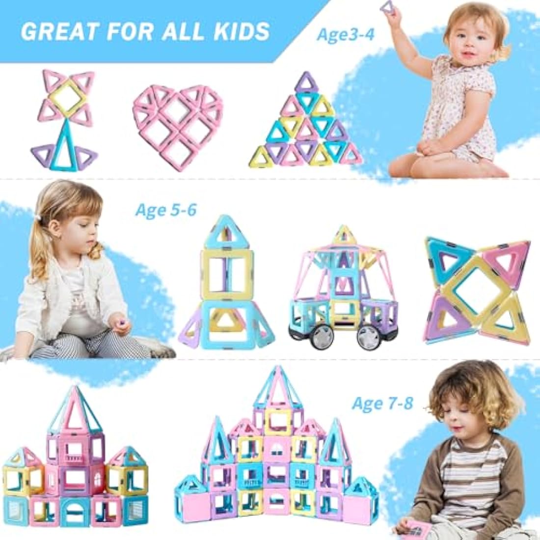 Magblock 103 PCS Magnetic Tiles – Educational STEM Building Blocks Set
