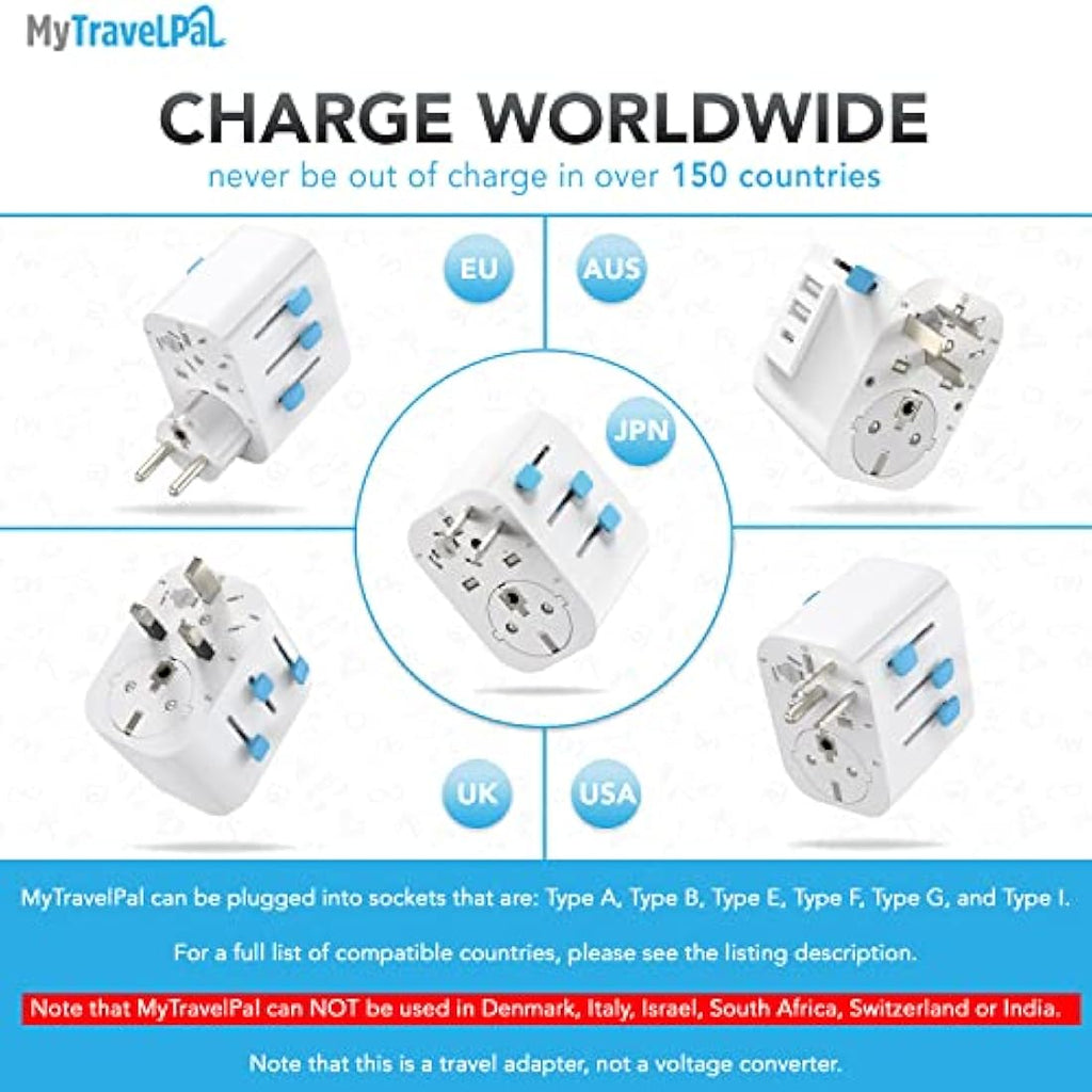 MyTravelPal Pro Grounded Universal Travel Adapter with USB-C | 10A