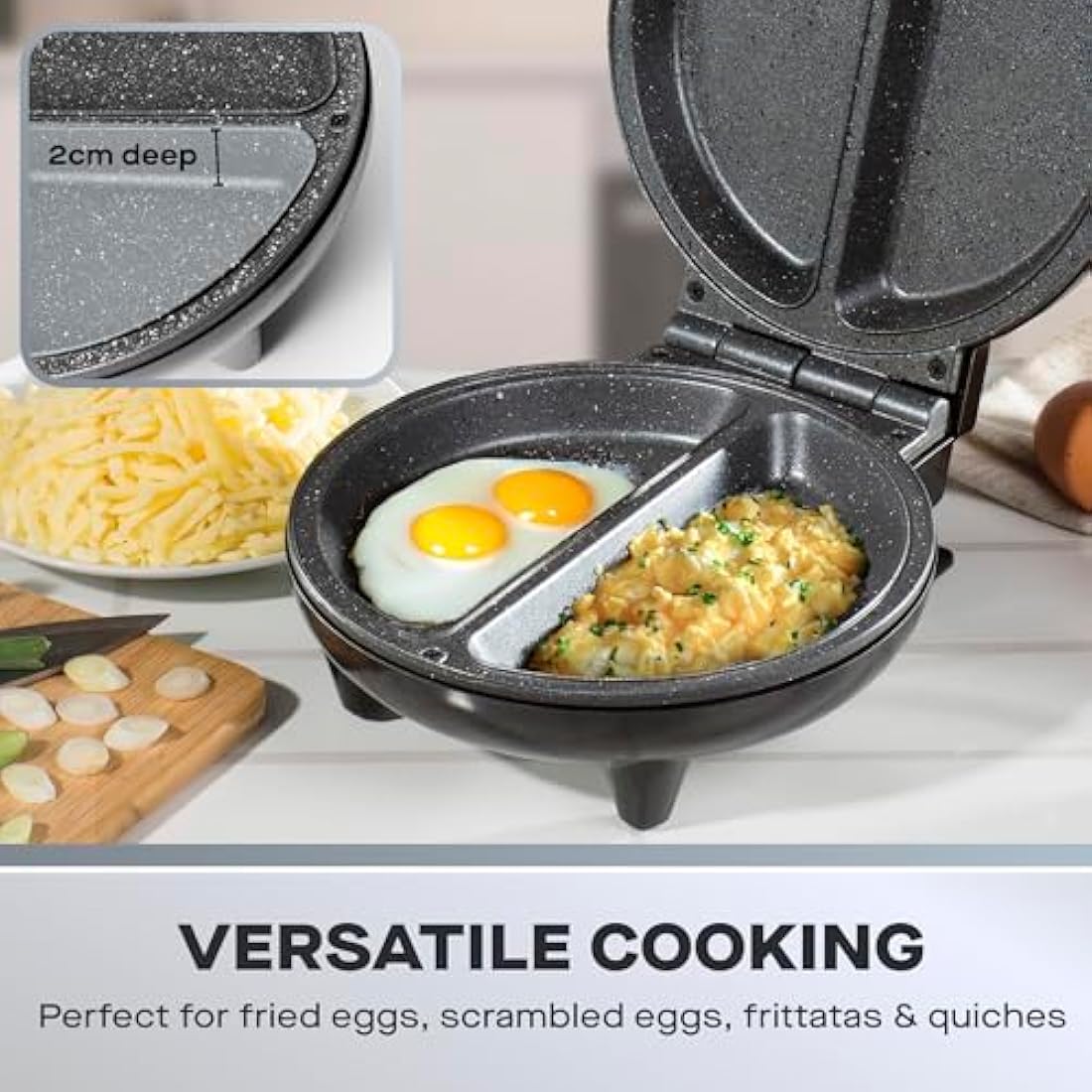 Daewoo Deep Fill Omelette Maker – Dual Non-Stick Electric Cooker, 750W