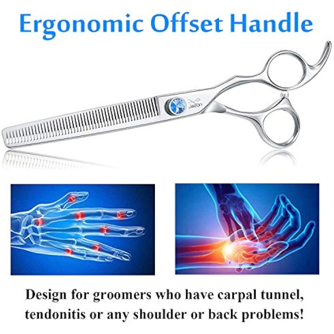 JASON 7" Dog Grooming Thinning Scissors | 50 Teeth 440C Stainless Steel