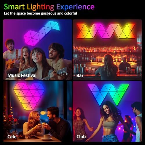 Jolof Store Triangle LED Light Panels – 8 Pack RGB Music Sync Wall Lights