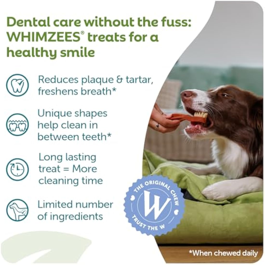 WHIMZEES Natural Grain-Free Dental Dog Chews for Small Breeds, 24ct