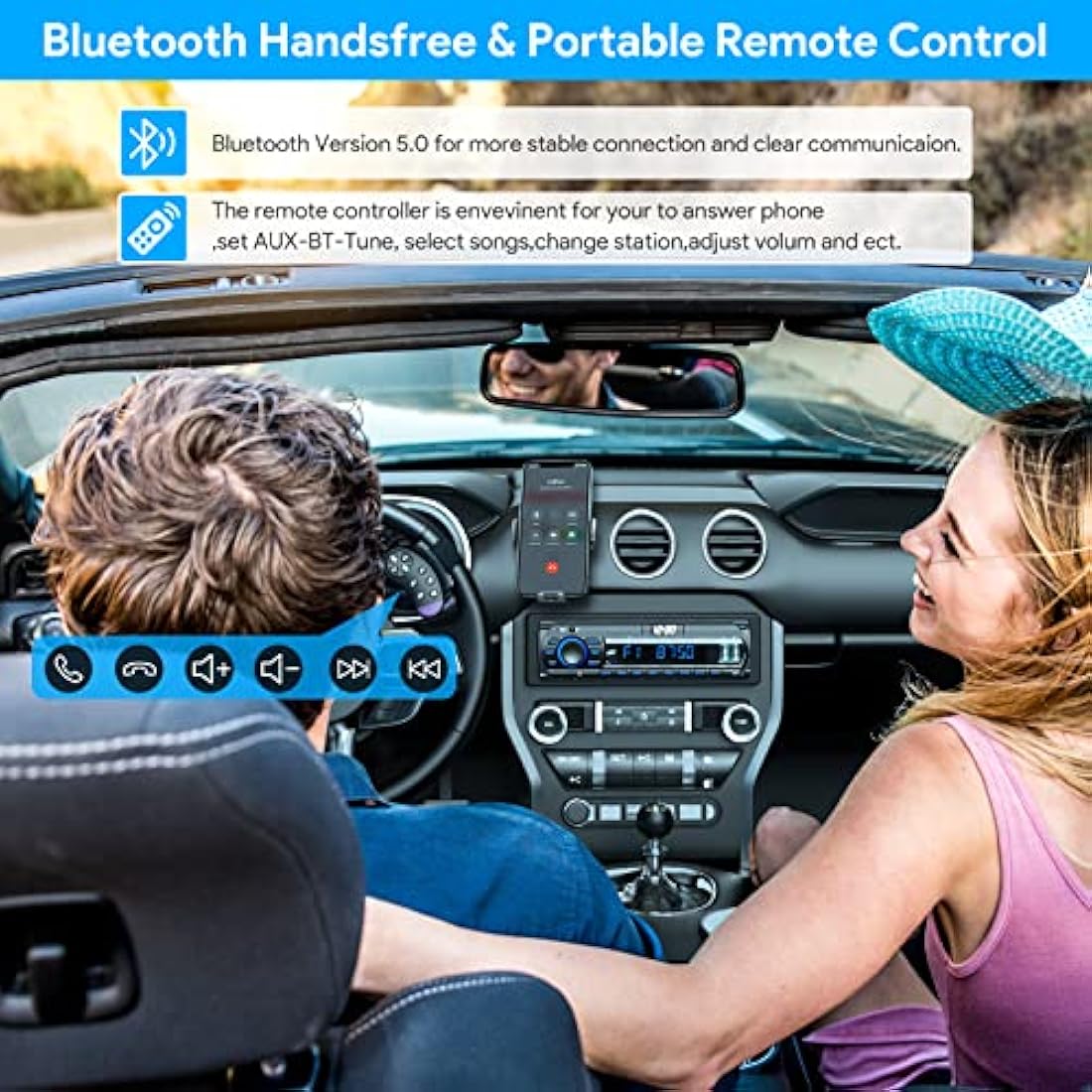 Wistrue 1 DIN Car Radio Bluetooth Stereo – 9-24V AM/FM RDS MP3 Player