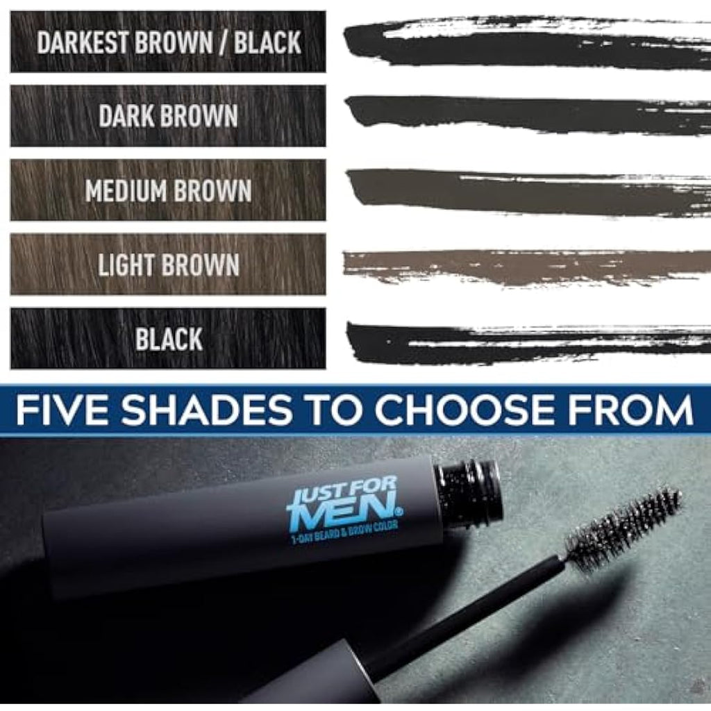 Just For Men 1-Day Beard and Brow Colour – Instant Grey Coverage, Dark Brown