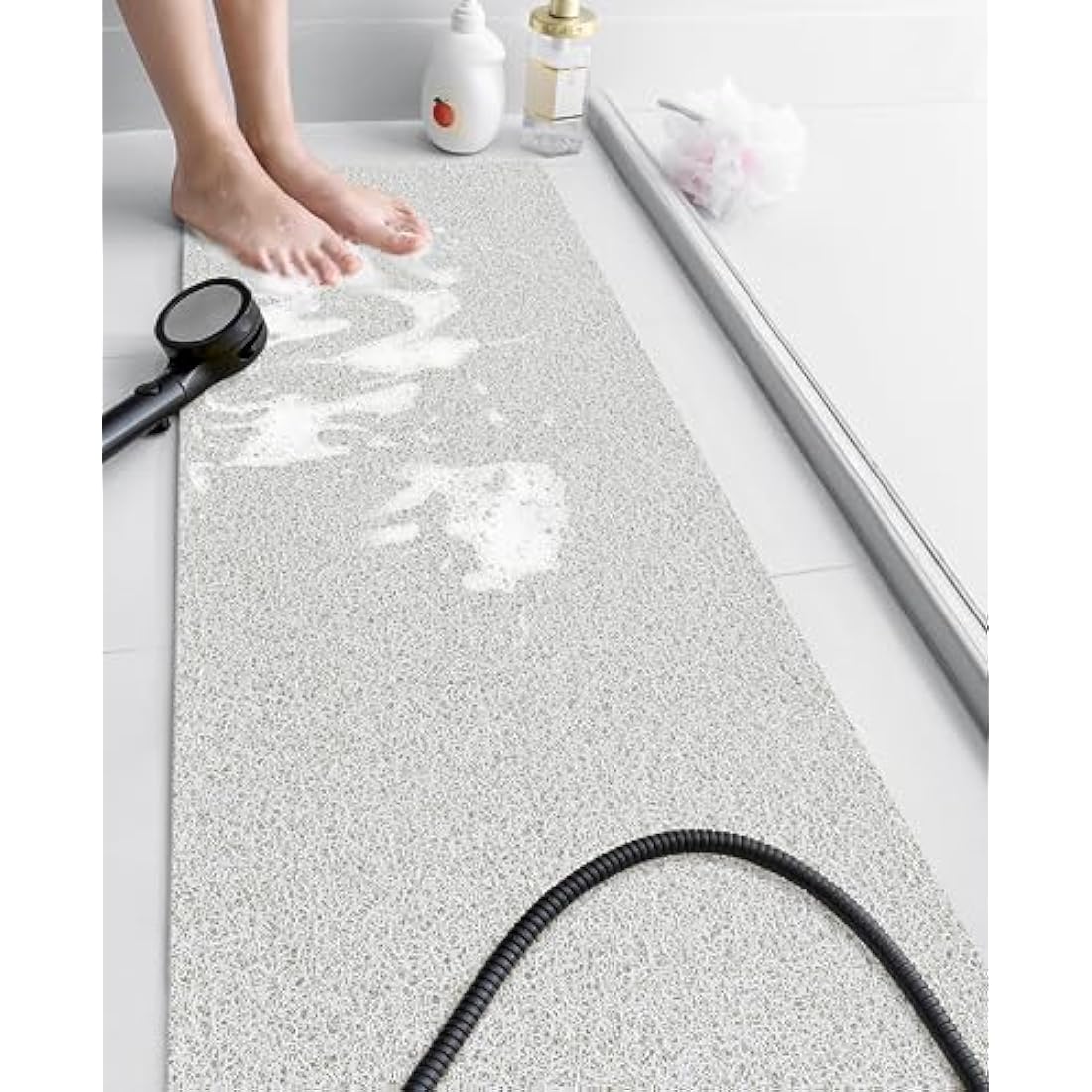 Loofah Shower Mat – Non-Slip Quick-Dry Bathtub Mat, White