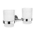 PHOEWON Double Glass Tumbler Toothbrush Holder | Wall Mounted Steel