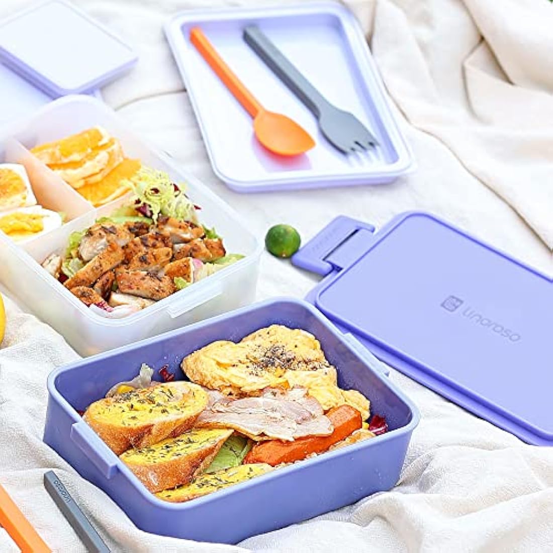 Linoroso Bento Lunch Box - 3 Compartment 2226ml Leak-Proof - Veri Peri