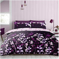 Jolof Store Purple Botanical Double Duvet Set with Fitted Sheets