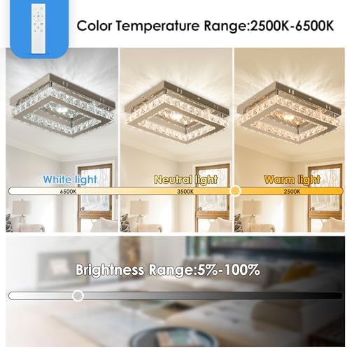 Jolof Store Modern K9 Crystal LED Ceiling Light – Dimmable Flush Mount
