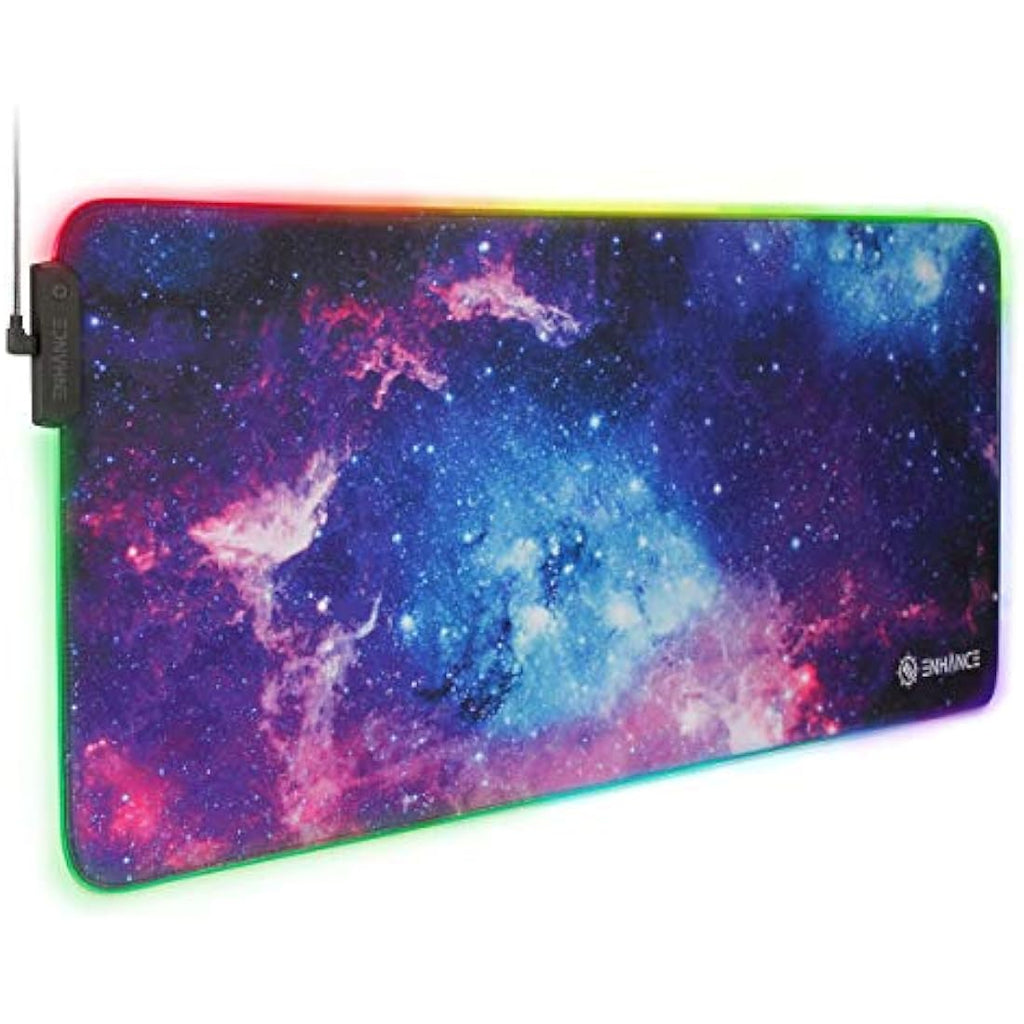 ENHANCE Galaxy RGB LED Gaming Mouse Pad – XXL Water Resistant Desk Mat