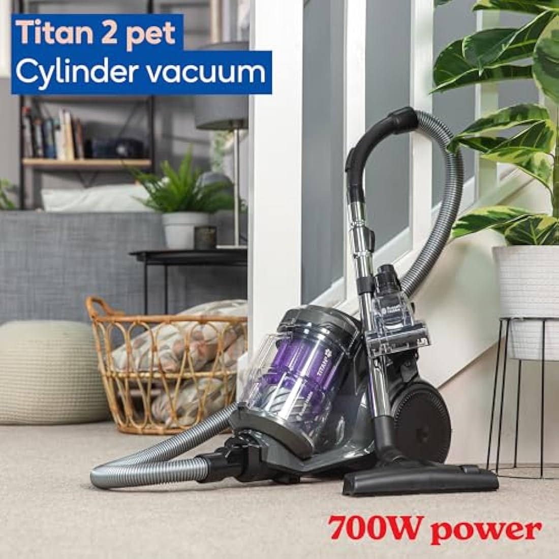 Russell Hobbs TITAN2 PET Cylinder Vacuum – 700W Cyclonic HEPA Cleaner