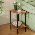 Apicizon 2-Tier Side Table | Rustic Brown Narrow End Table with Storage