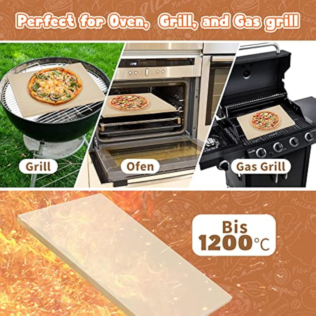 Mimiuo Cordierite Pizza Stone and Aluminum Peel Set for Oven and Grill