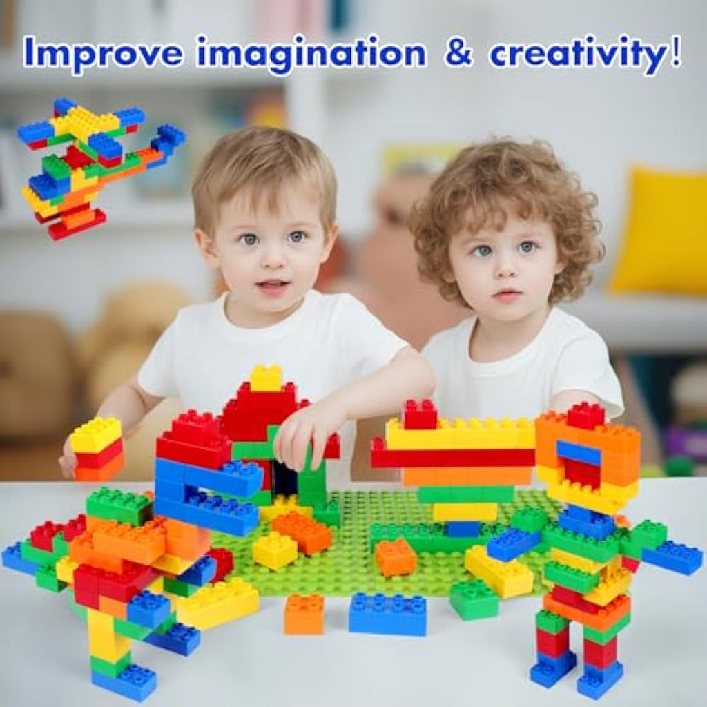 HIUME 100pc Large Building Block Set | Duplo Compatible Toddler Bricks