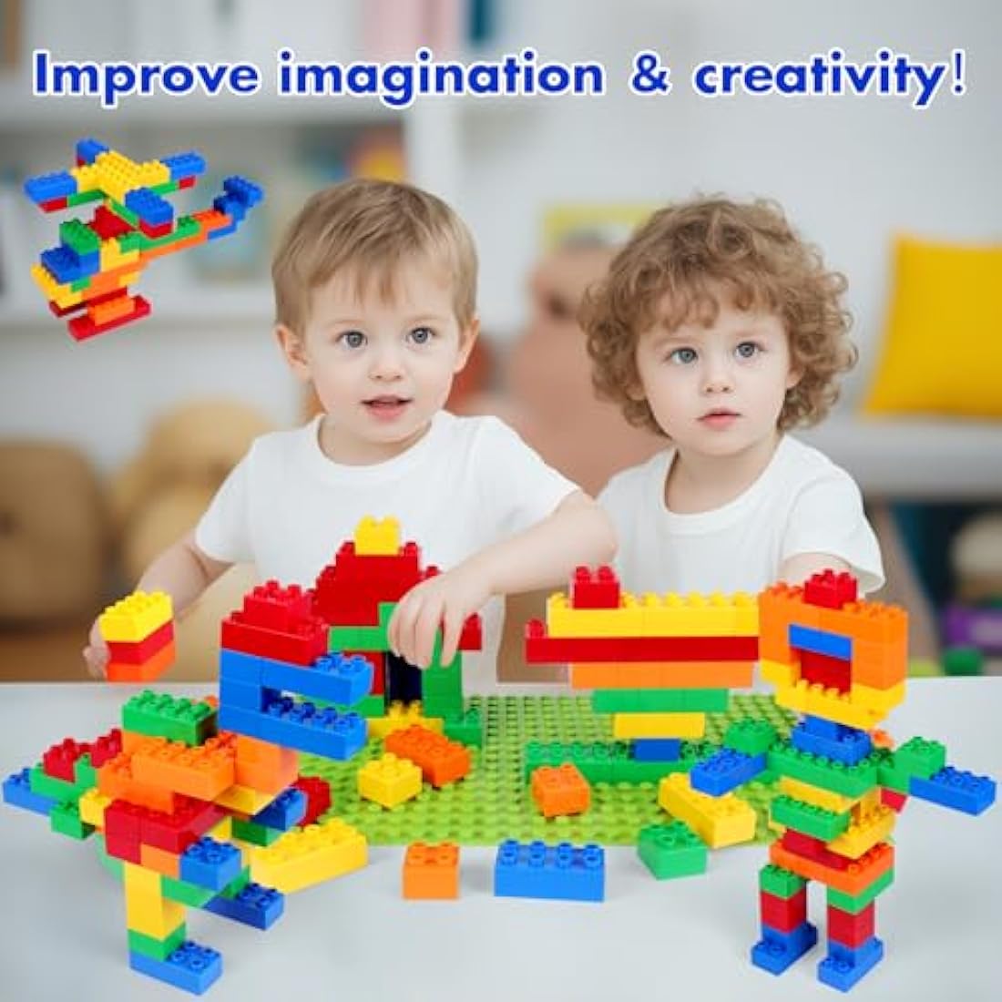 HIUME 100pc Large Building Block Set | Duplo Compatible Toddler Bricks