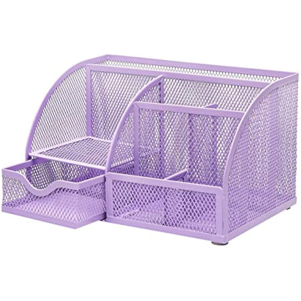 Exerz Mesh Desk Organiser | 7-Compartment Metal Office Tidy Caddy