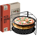 Chef Pomodoro 3-Tier Pizza Baking Set – Non-Stick Perforated 11" Pans