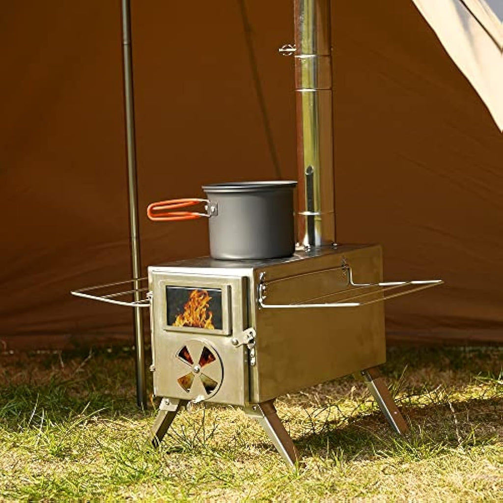 TOMOUNT Portable Wood Burning Tent Stove | Stainless Steel Cookware