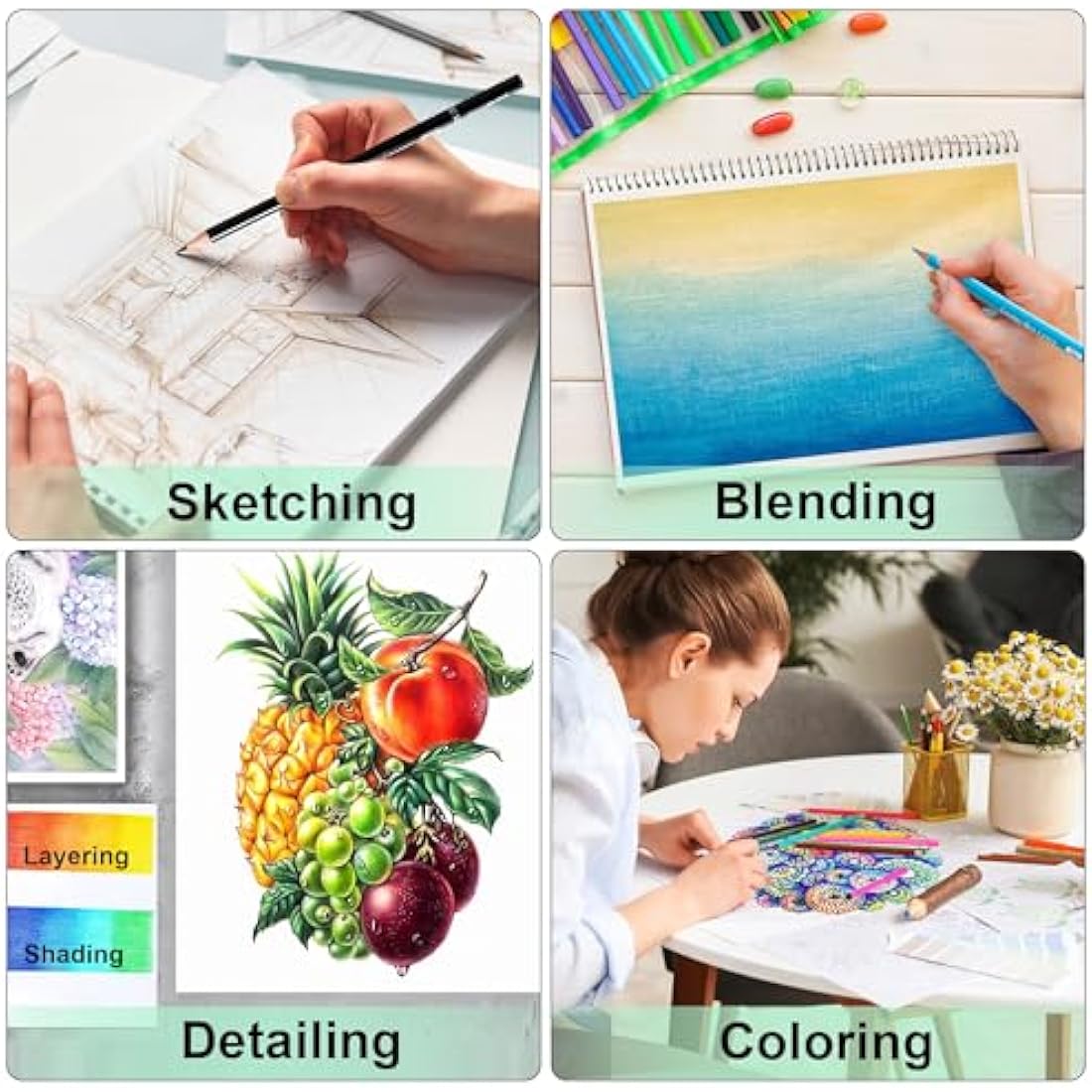 Kalour 256 Colored Pencils Set - Soft Core Drawing Pencils with Case