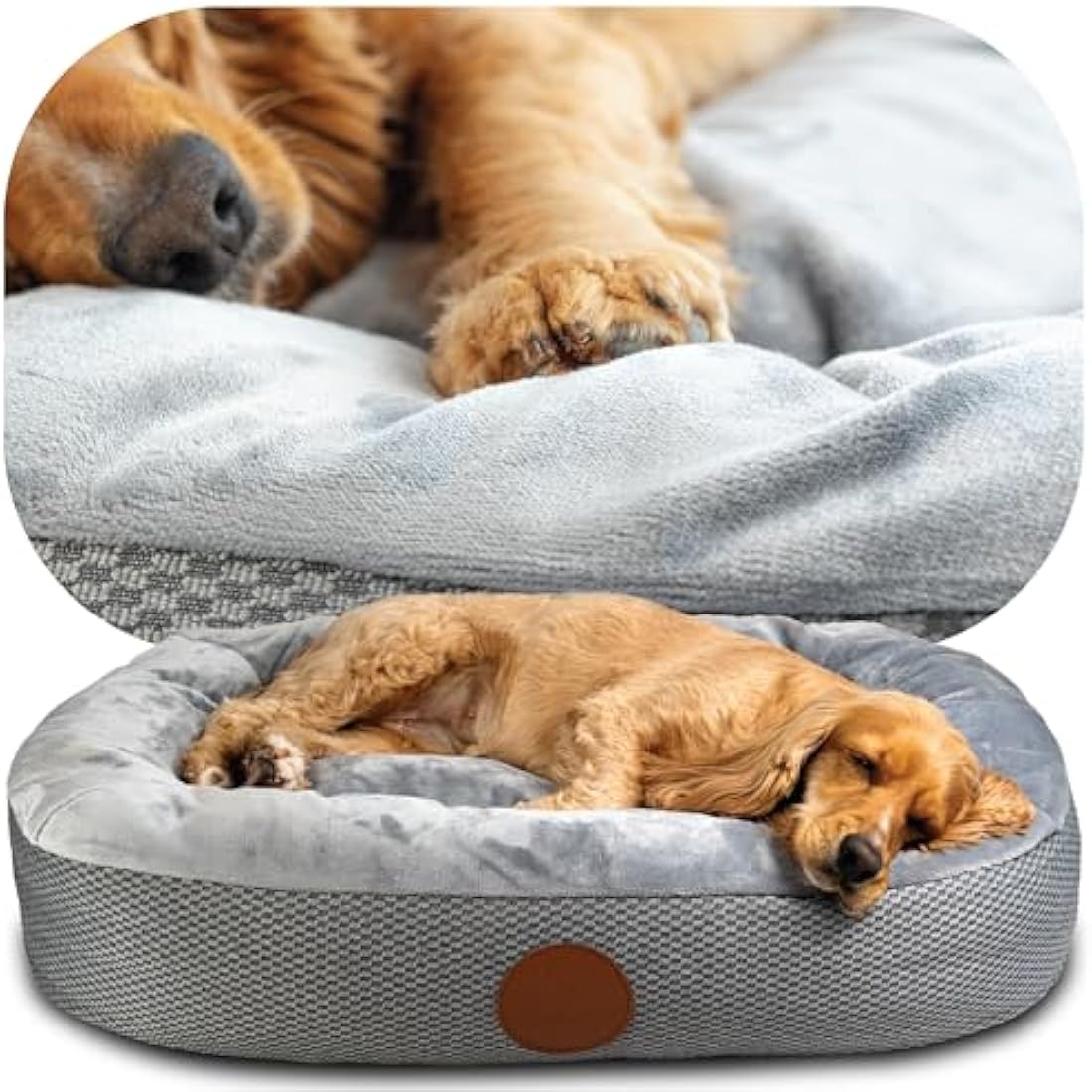 Elite Paws UK Orthopaedic Dog Bed – Bolstered Fleece Bed in Light Grey
