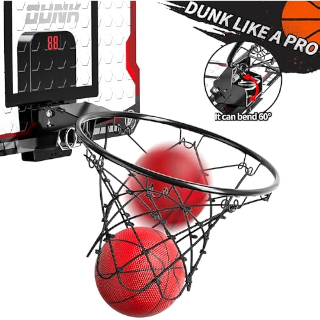 TEMI Indoor Mini Basketball Hoop with Electronic Scoreboard and 4 Balls