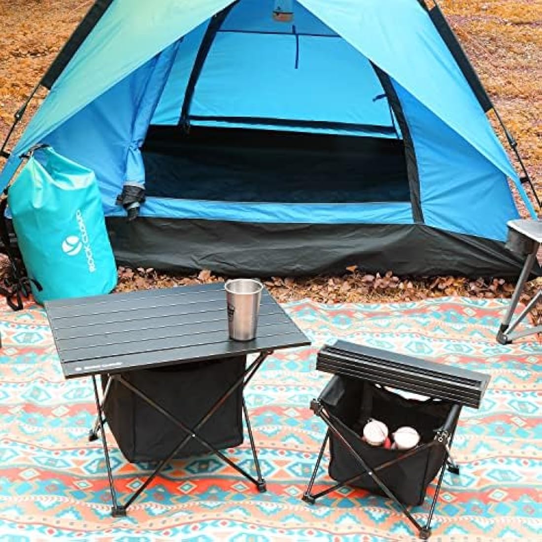Rock Cloud Ultralight Folding Camping Table with Storage Bag – Wood Grain