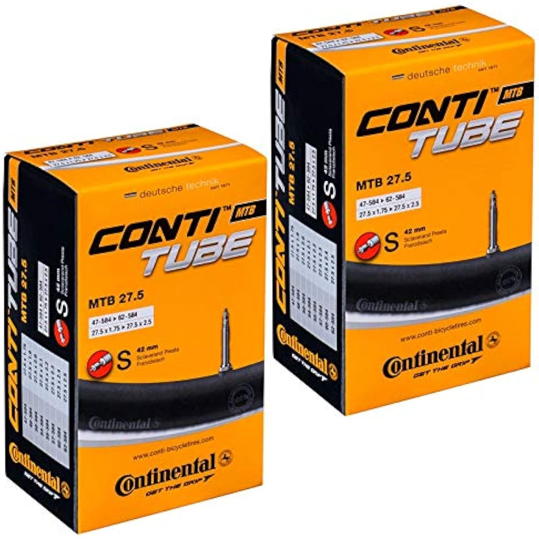 Continental MTB Inner Tubes 27.5 x 1.75-2.5 | Presta Valve (2-Pack)