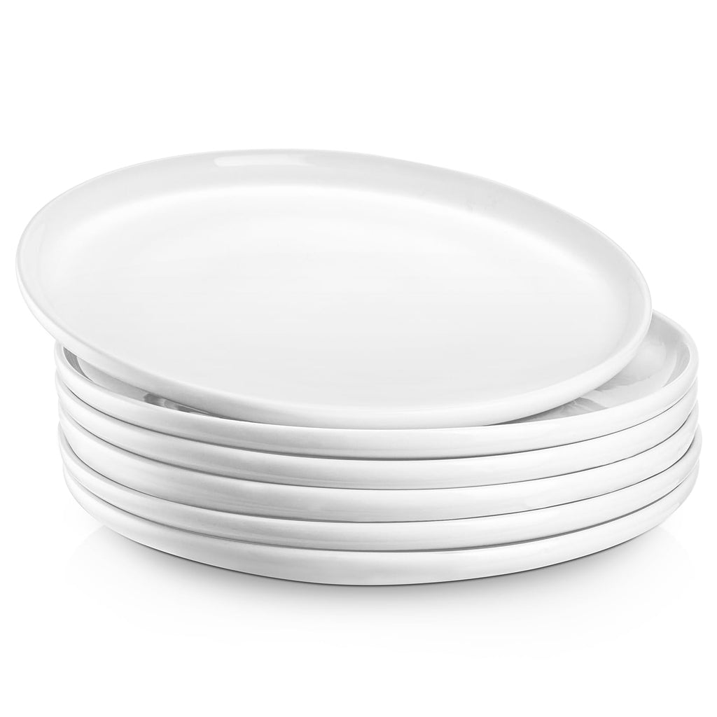 Jassceram 8.5 Inch Ceramic Dessert Plates | Set of 6 White Salad Plates