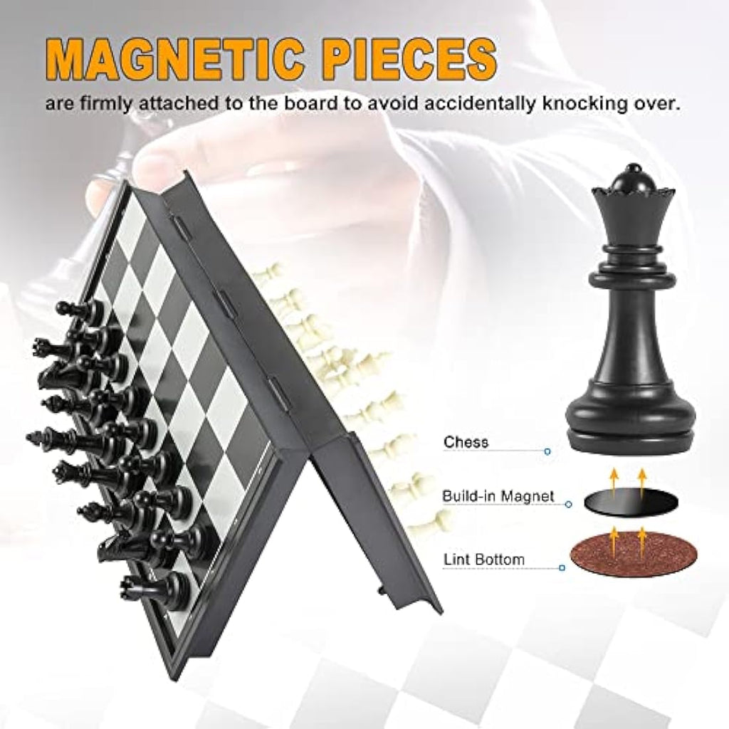 Snocyo Magnetic Chess Set – Portable Folding Travel Board for Kids & Adults