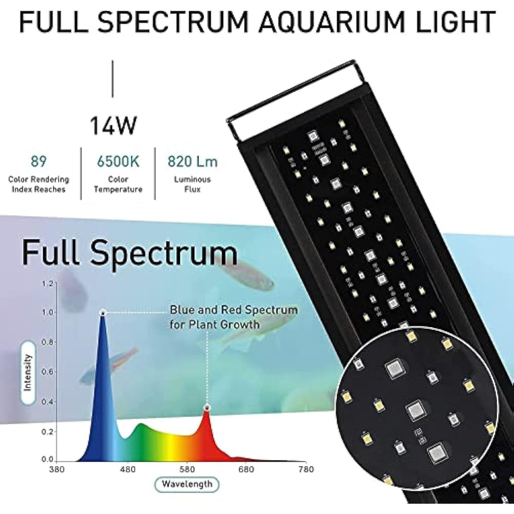 Hygger Full Spectrum LED Aquarium Light | 24/7 Cycle for 30-45cm Tanks