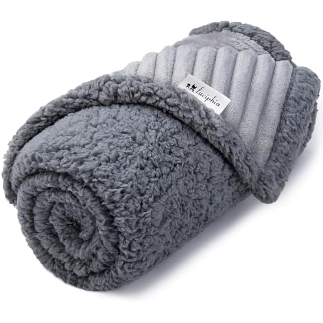 Luciphia Waterproof Dog Blanket – Reversible Sherpa & Fleece, Grey XL