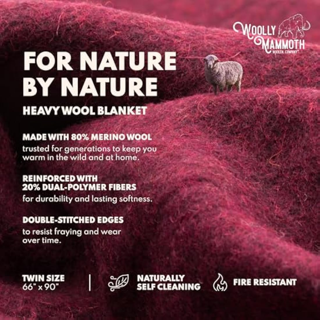 Woolly Mammoth Merino Wool Blanket – 4lb Heavyweight Camping Throw