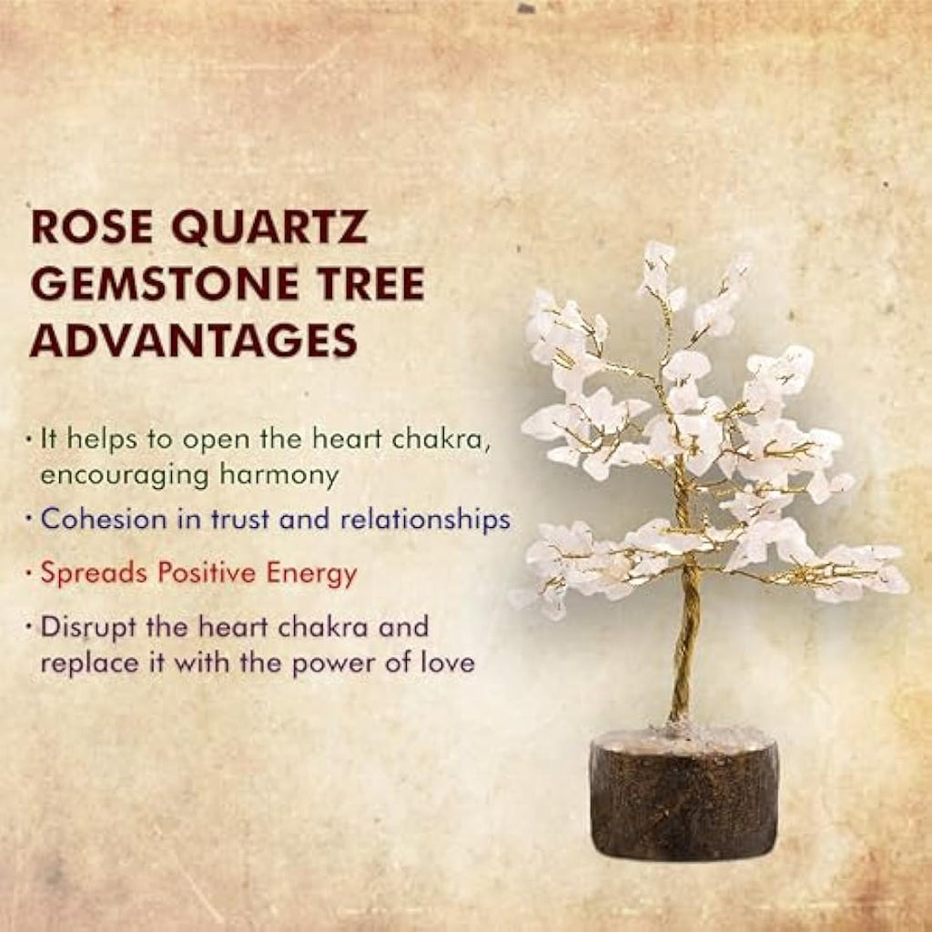 Rose Quartz Crystal Tree - 150 Gemstone Beads Healing Decor