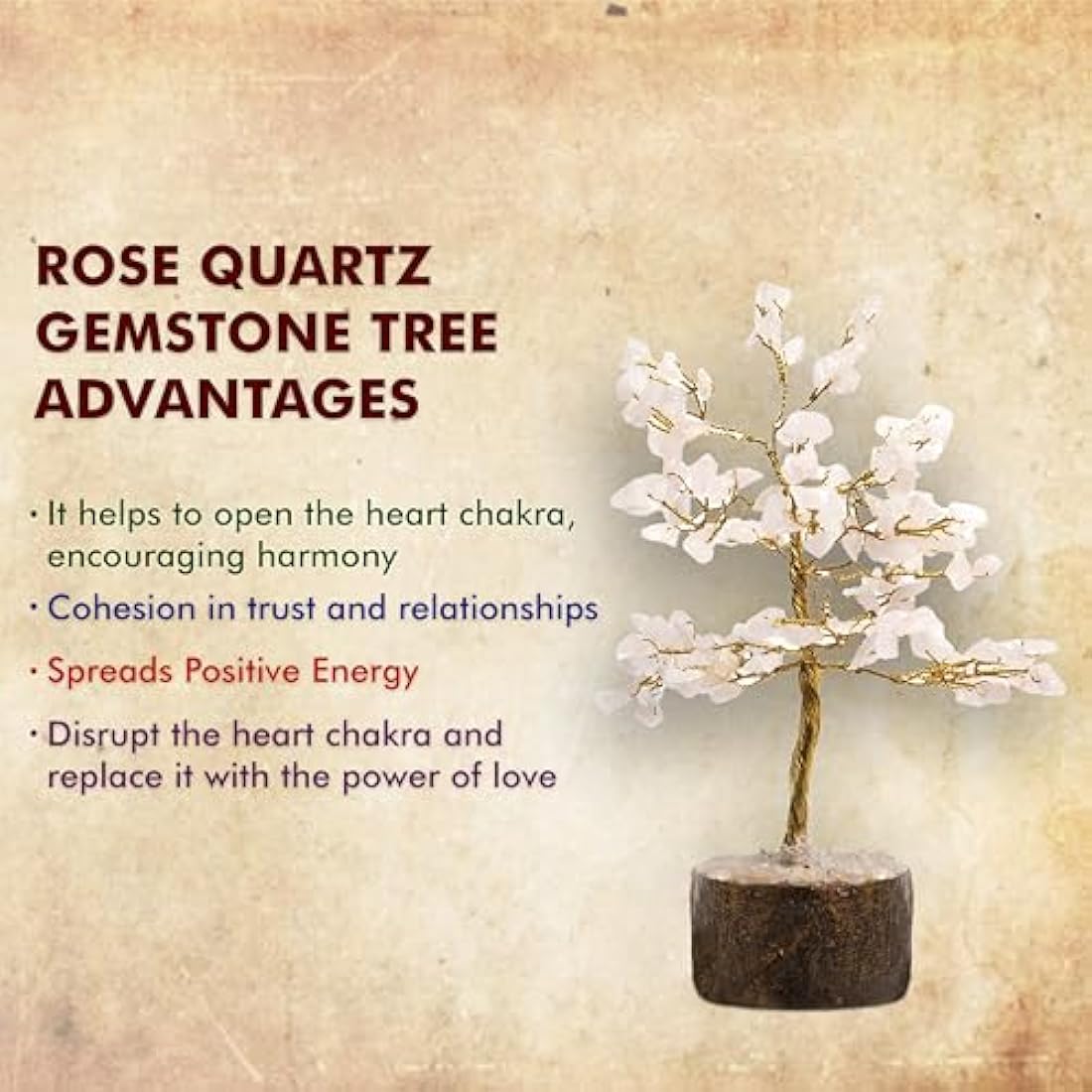 Rose Quartz Crystal Tree - 150 Gemstone Beads Healing Decor