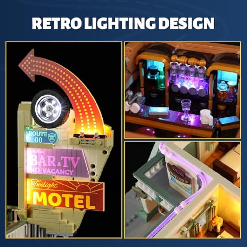 FUNWHOLE City Car-Hotel Modular Building Set with Lights – 1970 Pieces