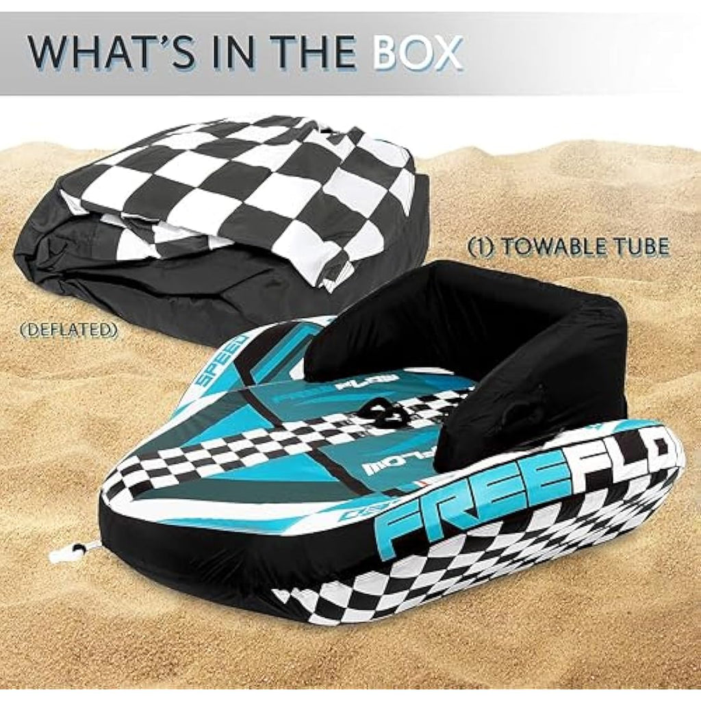SereneLife 2-Person Inflatable Towable Booster Tube for Boating | PVC