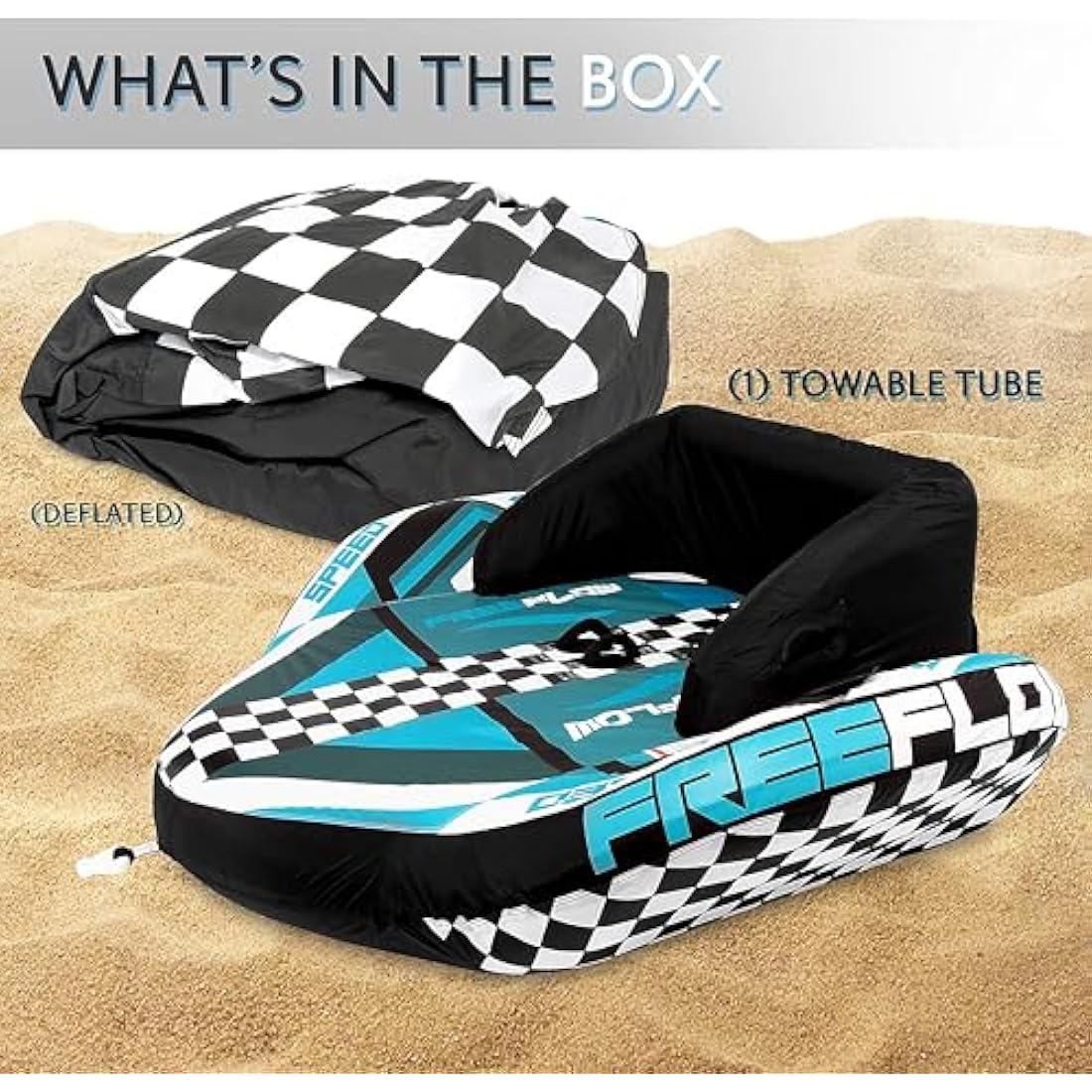 SereneLife 2-Person Inflatable Towable Booster Tube for Boating | PVC